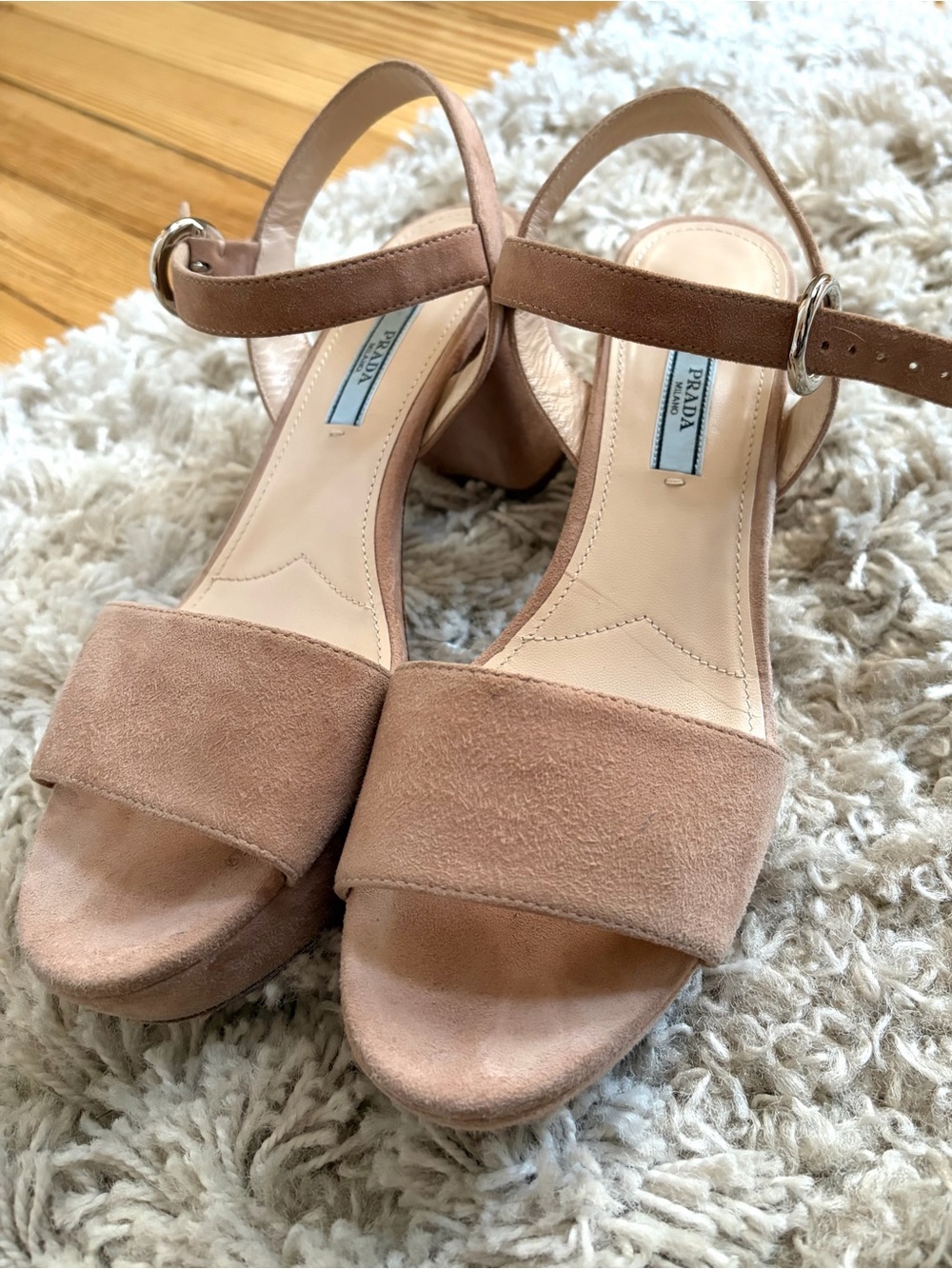 Prada Suede Platform Sandal 38.5 - Picture 5 of 10